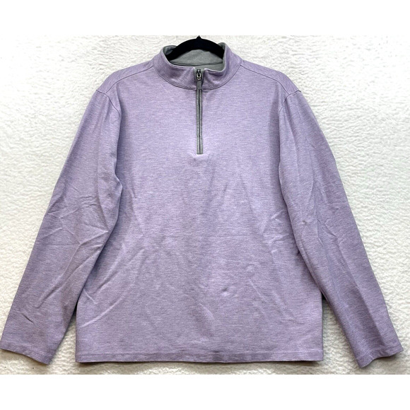 Mizzen and Main Sweater Mens Medium Purple Proflex Quarter Zip Pullover Golf - Picture 1 of 9